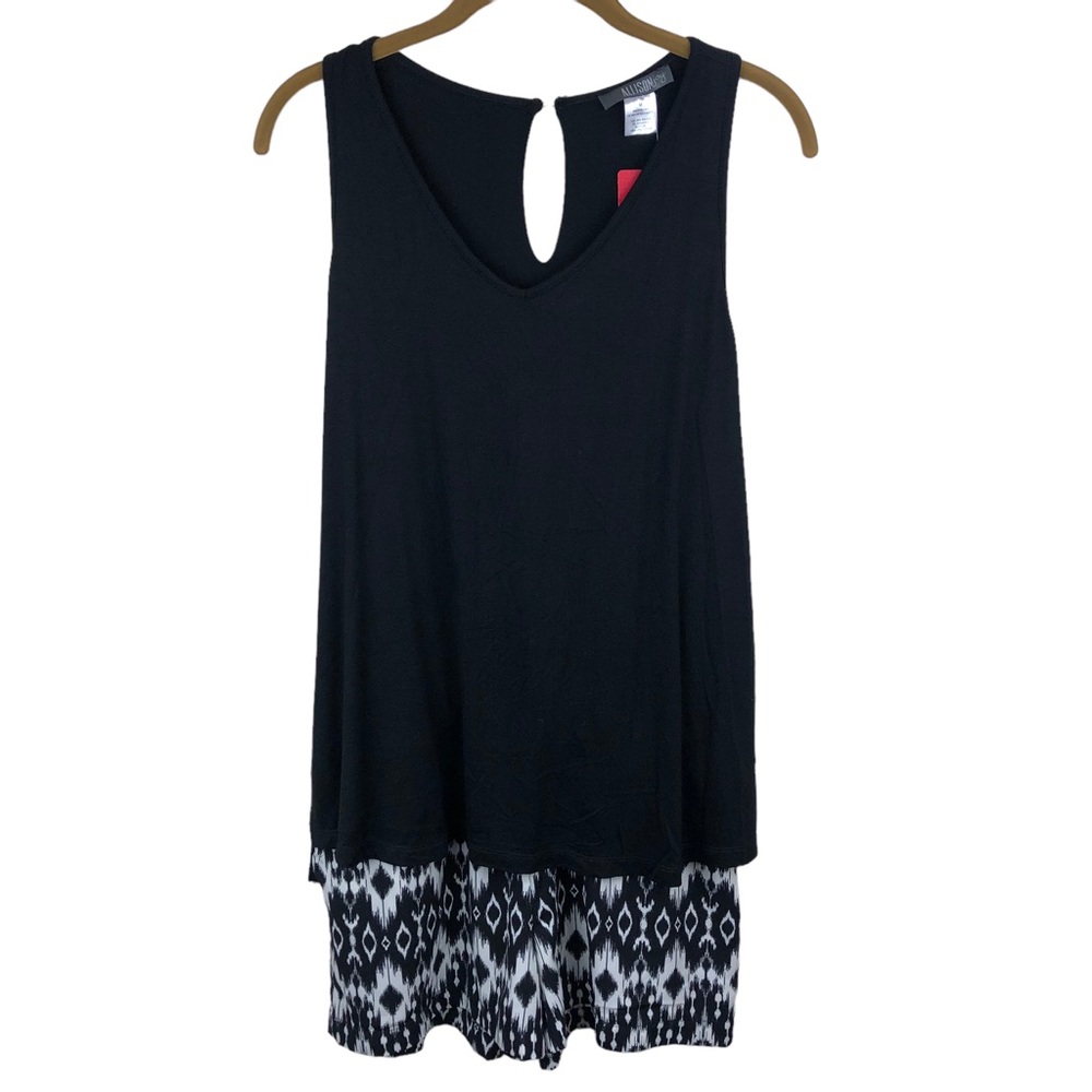 Allison Joy Gwen Romper Sleeveless Black White Medium NEW